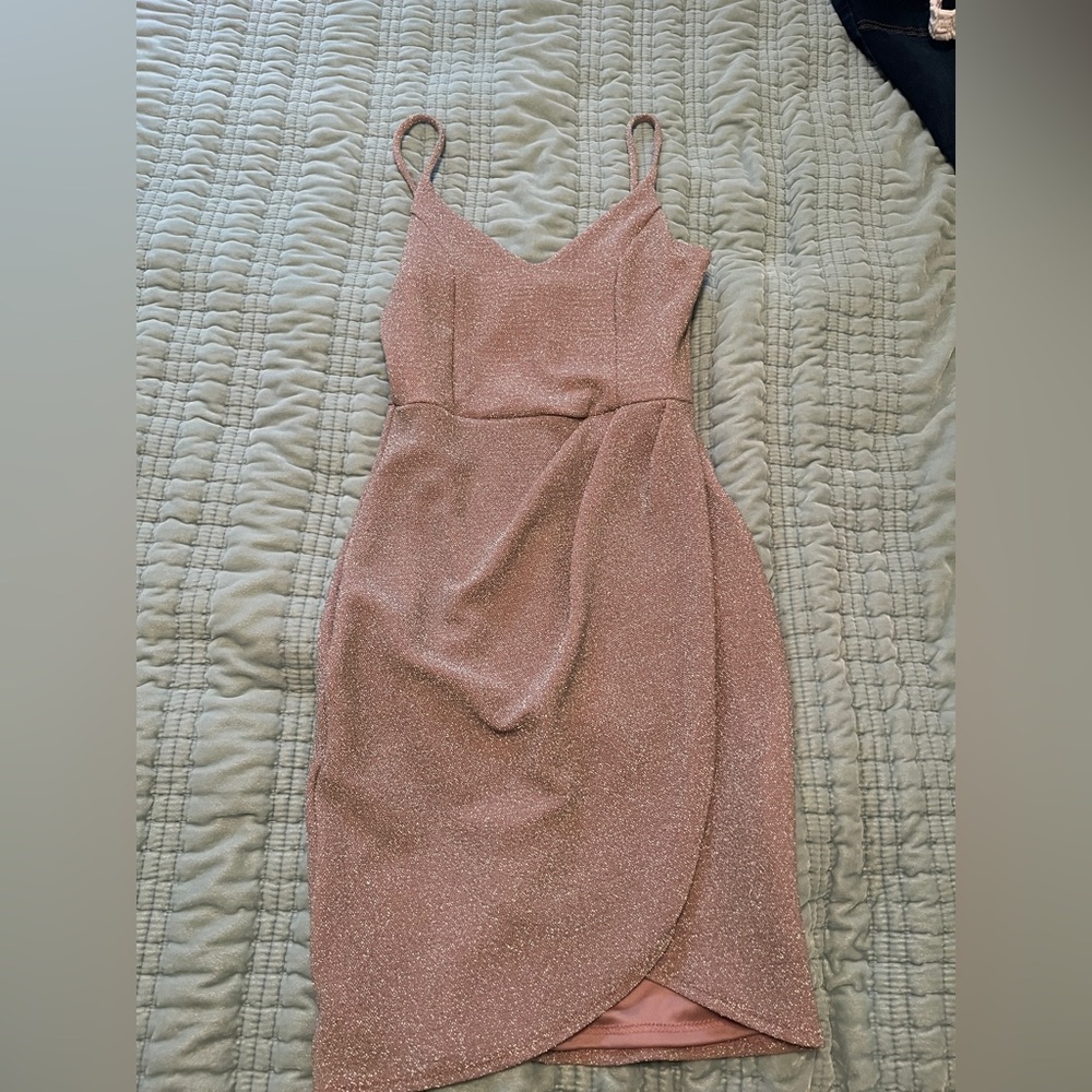 Lulu's Glittering Blush Mini Dress